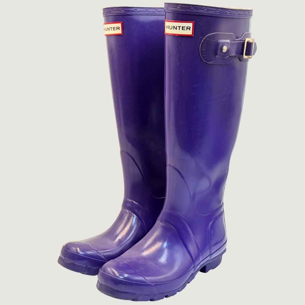 Hunter Original Gloss Tall Purple Rain‎ Boots W23616 Womens 5 Mens 4 EU 35/36